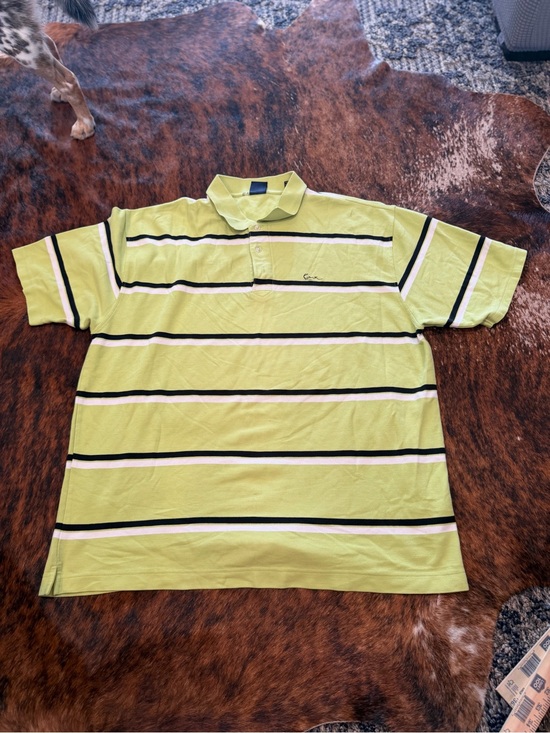 Karl Kani Other - 90s Vintage KARL KANI Gold Polo Shirt Mens 3X Green Striped Embroidered Logo Y2K